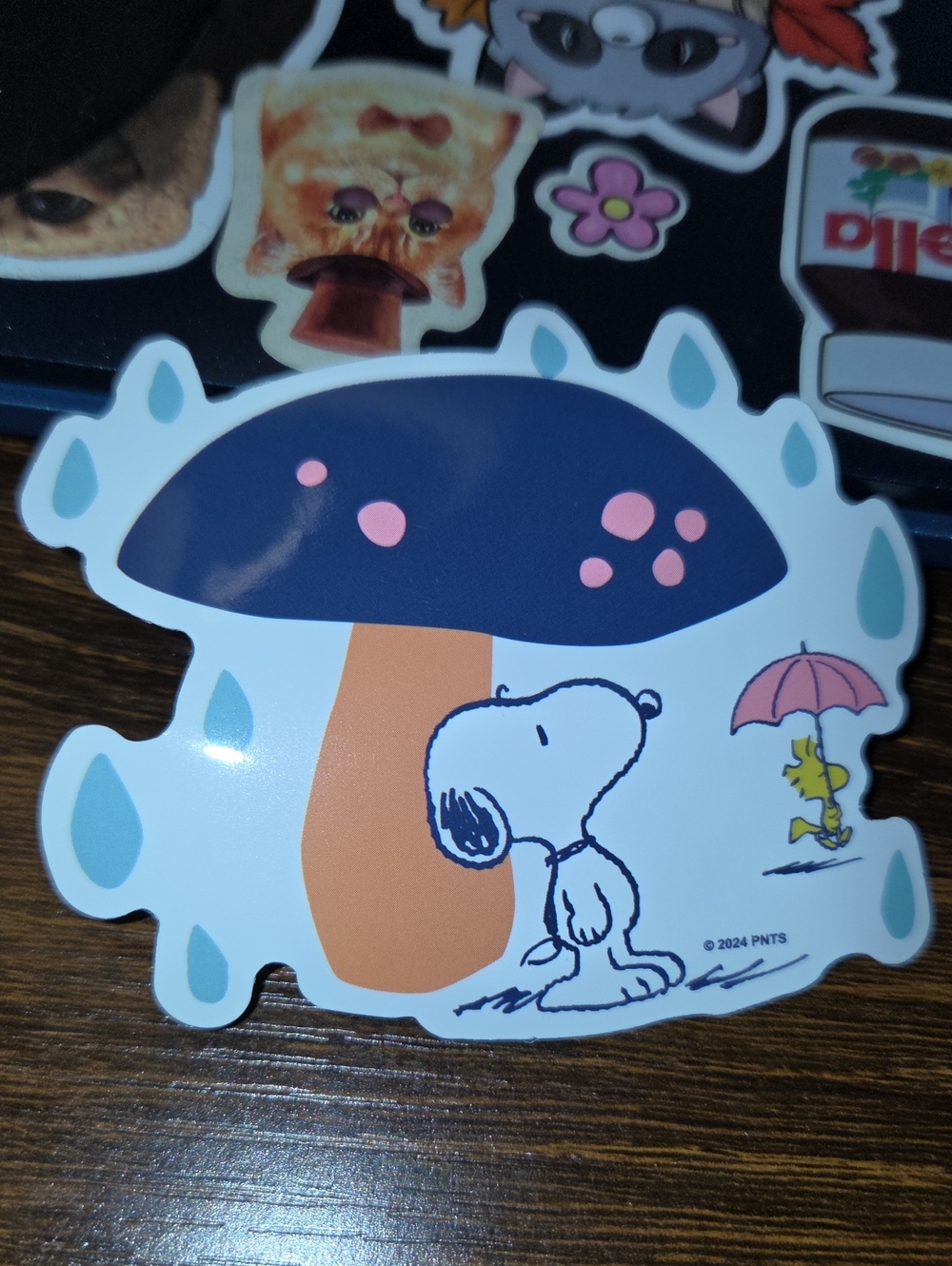 Peanuts Snoopy Mushroom Sticker - Navy, Pink, Tan